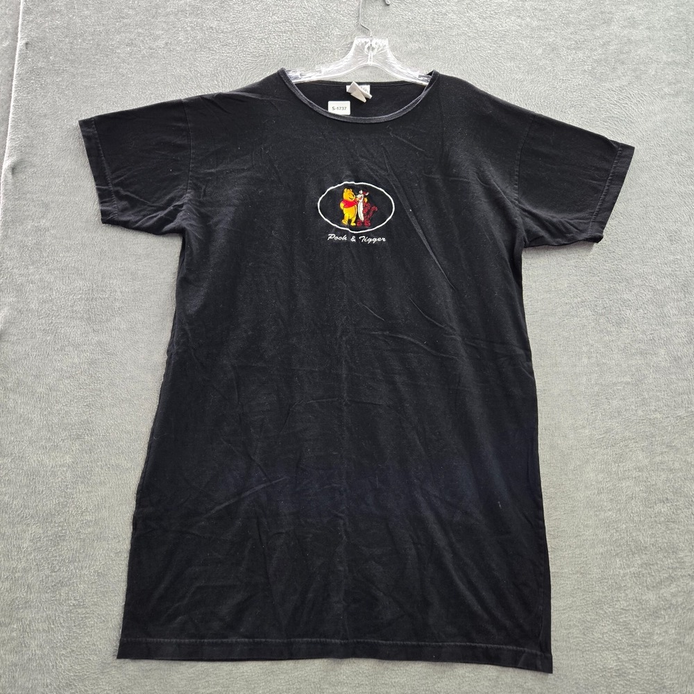 VINTAGE Mickey & Co Women Dress One Size Black Pooh & Tigger Short Sleeve Shirt